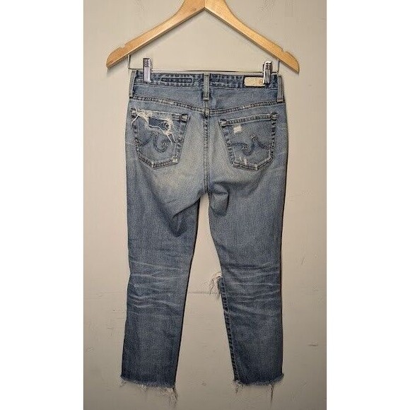 AG Adriano Goldschmied Jeans Women 26 R Premiere Skinny Straight Blue Raw Hem - Picture 4 of 5